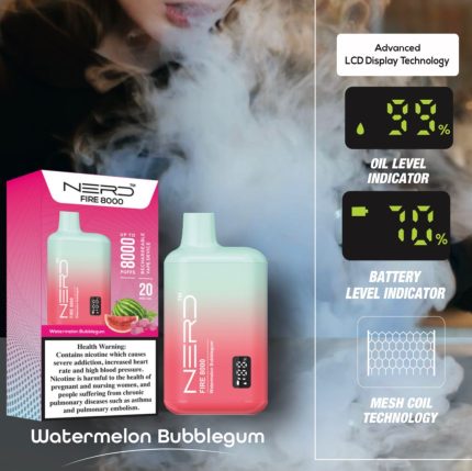 NERD FIRE WATERMELON BUBBLEGUM 8000 PUFFS 20MG